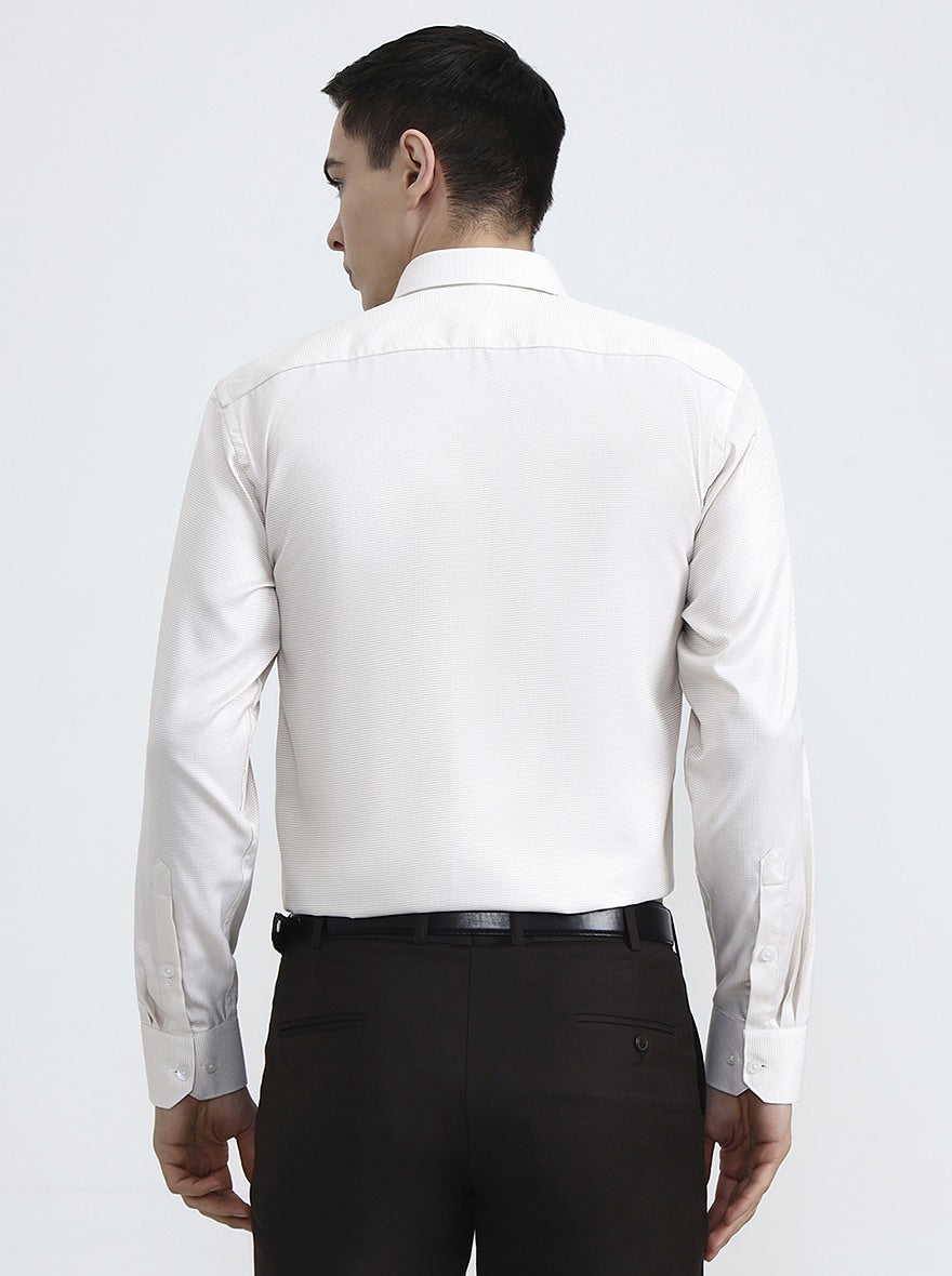 Yellow & White Solid Regular Fit Formal Shirt | Greenfibre