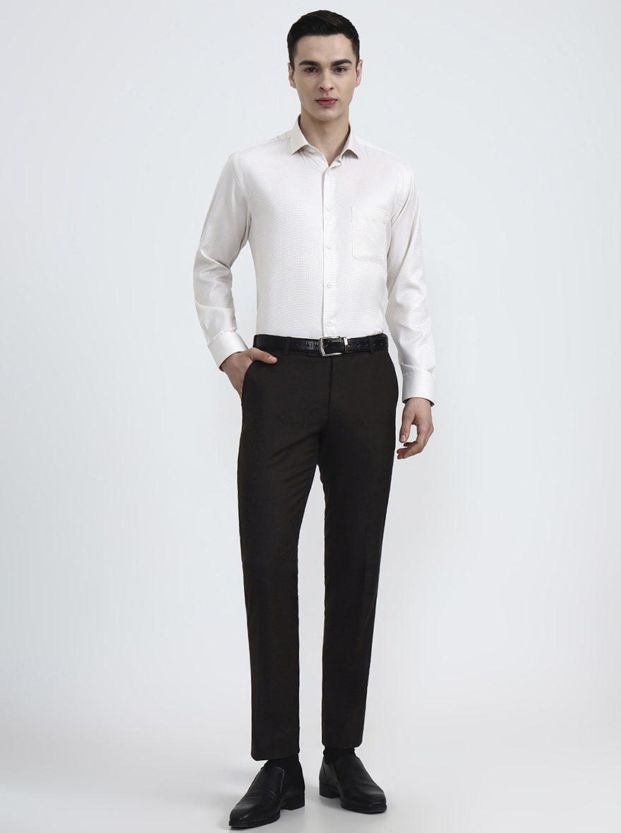 Yellow & White Solid Regular Fit Formal Shirt | Greenfibre