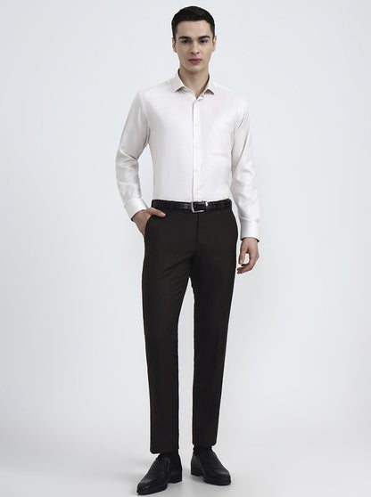 Yellow & White Solid Regular Fit Formal Shirt | Greenfibre