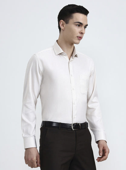 Yellow & White Solid Regular Fit Formal Shirt | Greenfibre