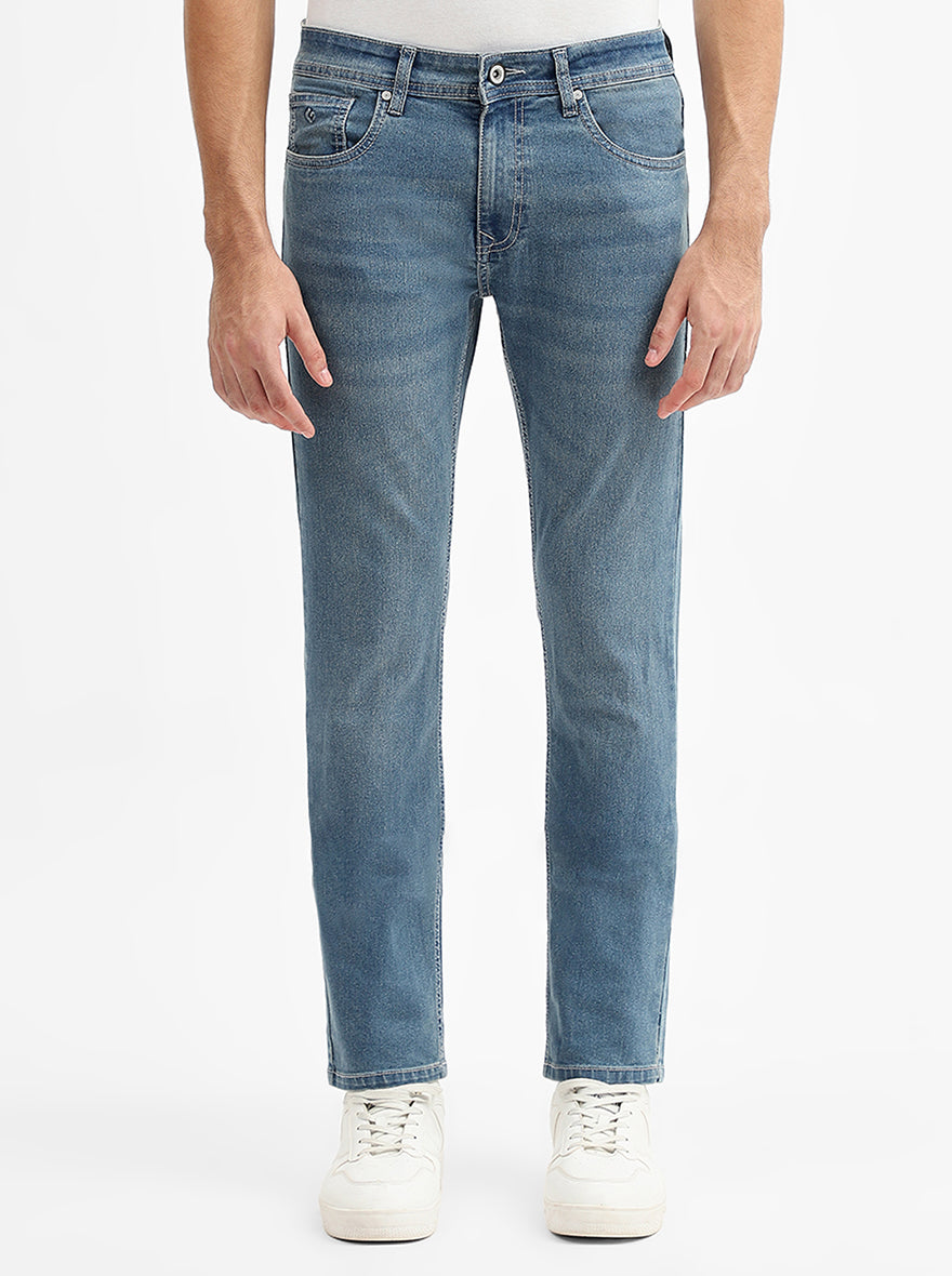 Sky Blue Indigo Washed Narrow Fit Jeans | Greenfibre