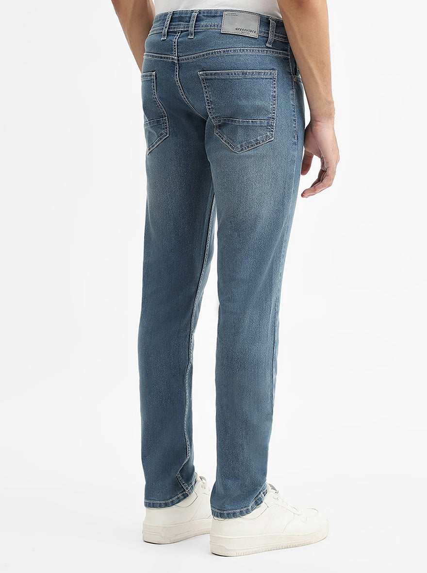 Sky Blue Indigo Washed Narrow Fit Jeans | Greenfibre