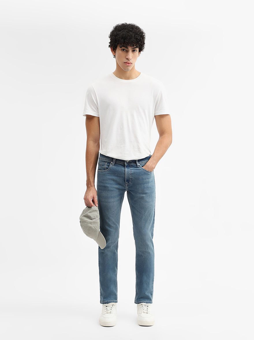 Sky Blue Indigo Washed Narrow Fit Jeans | Greenfibre