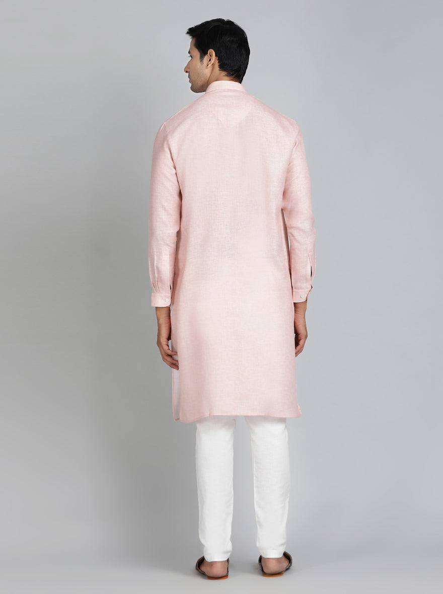 Peach Solid Regular Fit Modi Kurta | JadeBlue