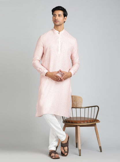 Peach Solid Regular Fit Modi Kurta | JadeBlue