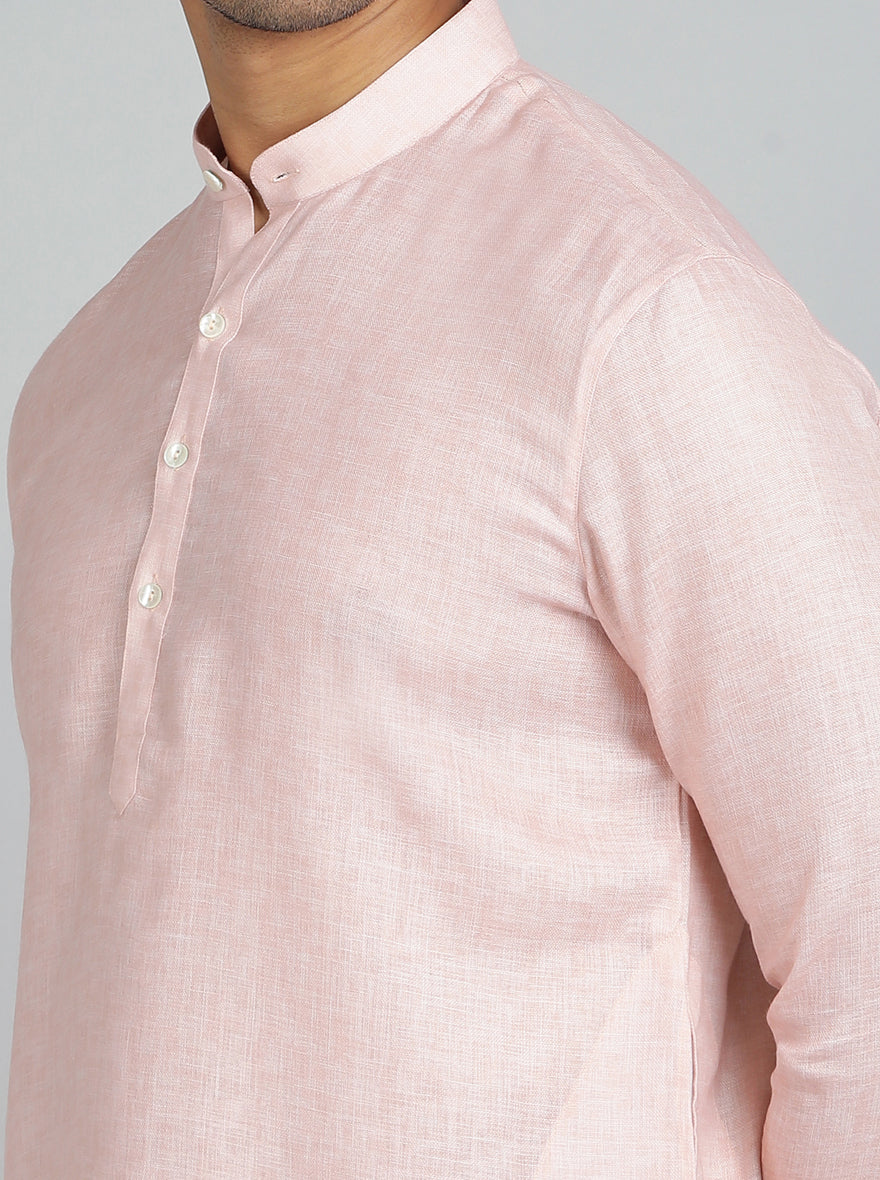 Peach Solid Regular Fit Modi Kurta | JadeBlue