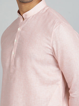 Peach Solid Regular Fit Modi Kurta | JadeBlue