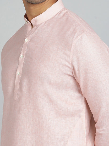 Peach Solid Regular Fit Modi Kurta | JadeBlue