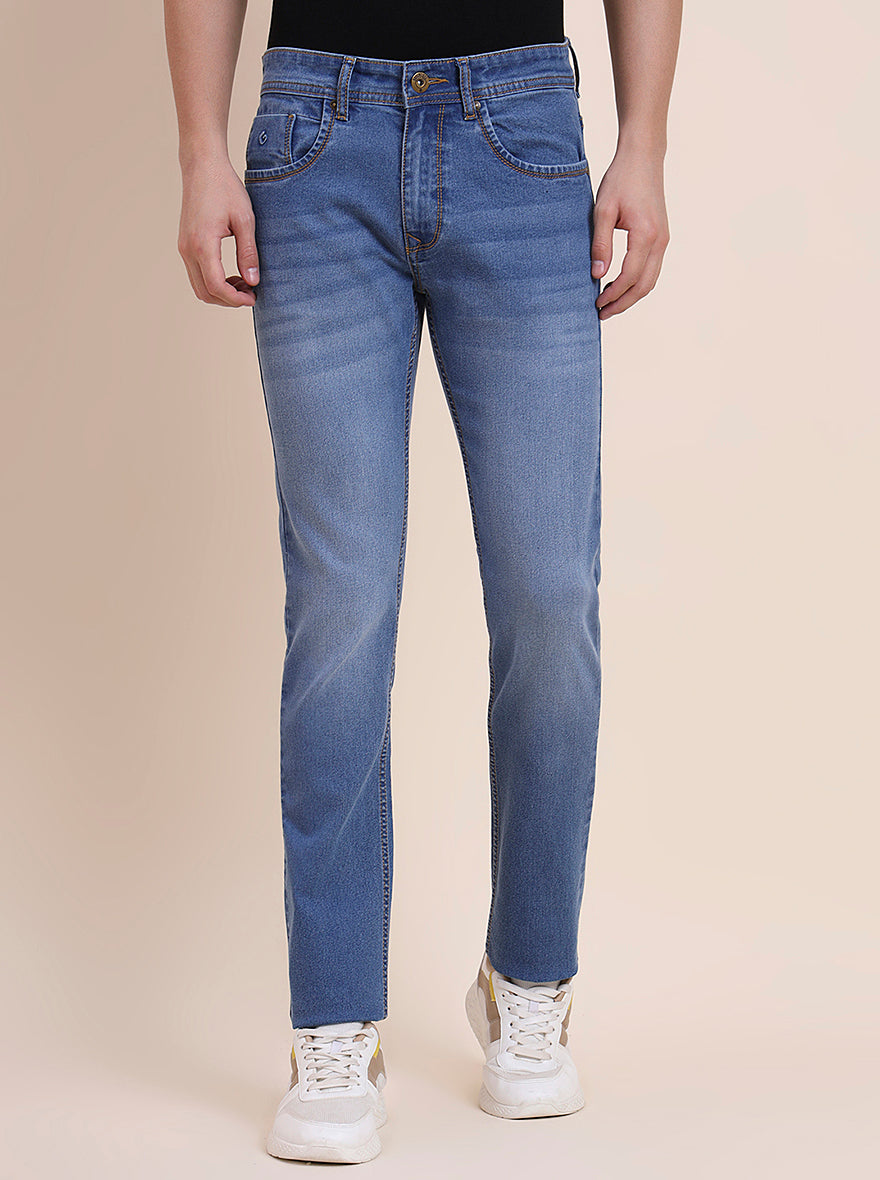 River Indigo Blue Solid Narrow Fit Jeans | Greenfibre