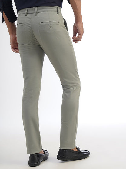 Light Green Solid Super Slim Fit Casual Trouser | Greenfibre