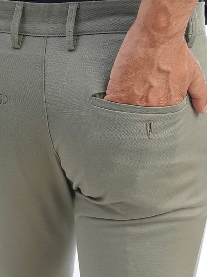 Light Green Solid Super Slim Fit Casual Trouser | Greenfibre