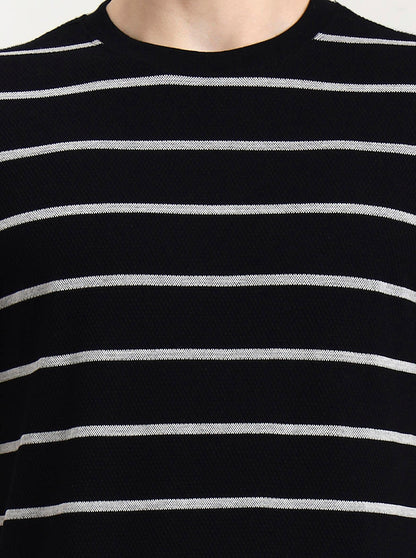 Black & White Striped Slim Fit T-Shirt | JadeBlue