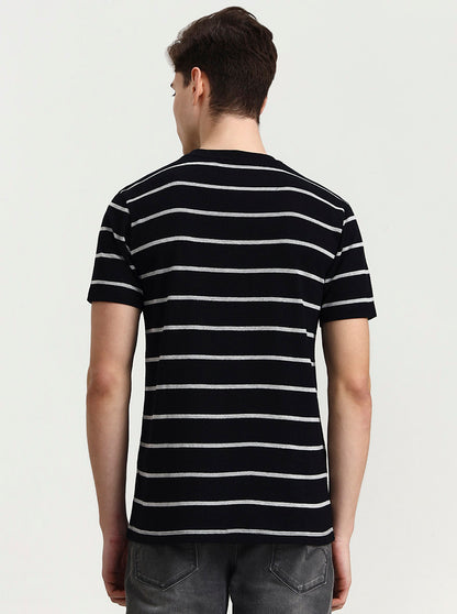 Black & White Striped Slim Fit T-Shirt | JadeBlue