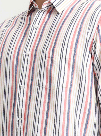 Pink Striped Slim Fit Casual Shirt | JadeBlue