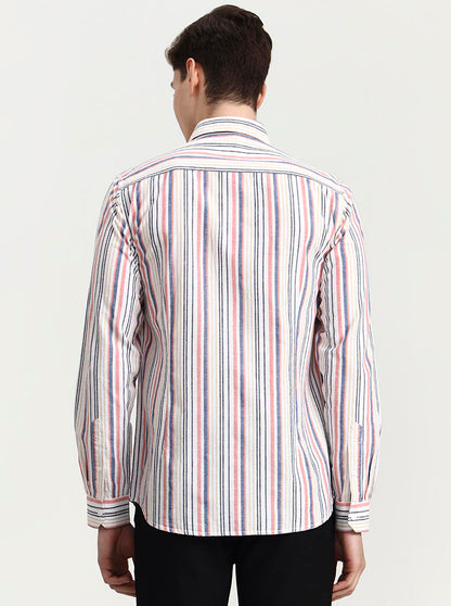 Pink Striped Slim Fit Casual Shirt | JadeBlue