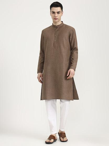 Brown Solid Modi Kurta | JadeBlue