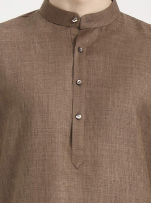 Brown Solid Modi Kurta | JadeBlue