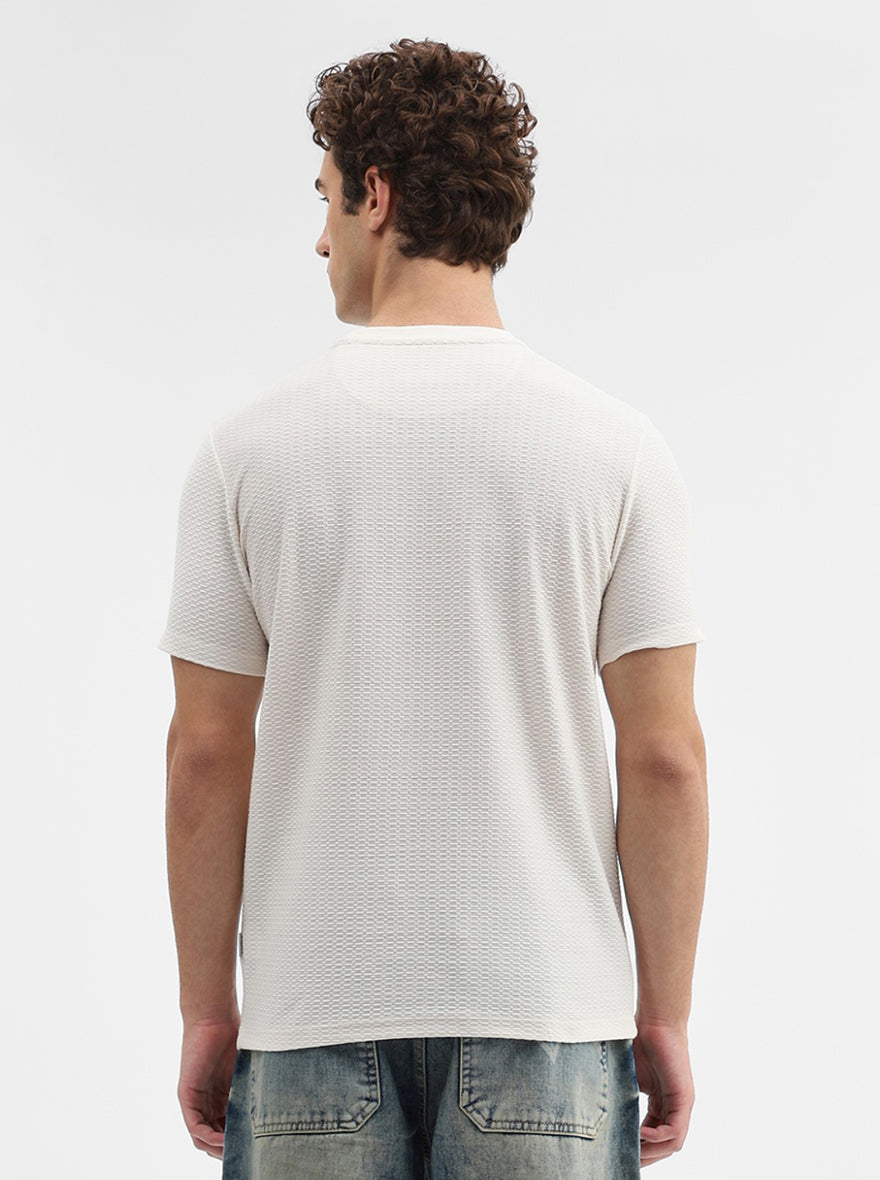 Cream & Olive Striped Slim Fit T-Shirt | JadeBlue