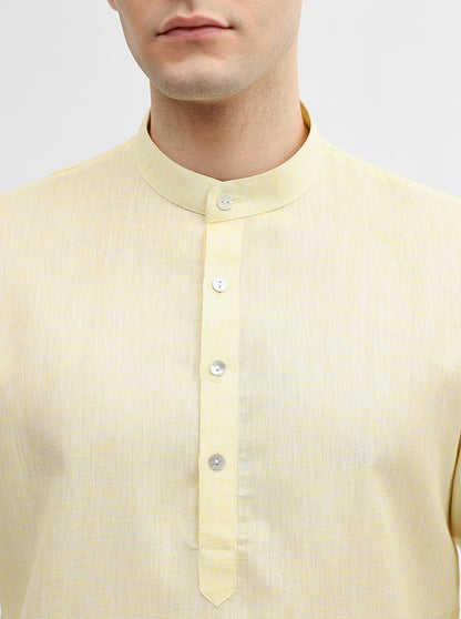 Yellow Solid Modi Kurta | JadeBlue