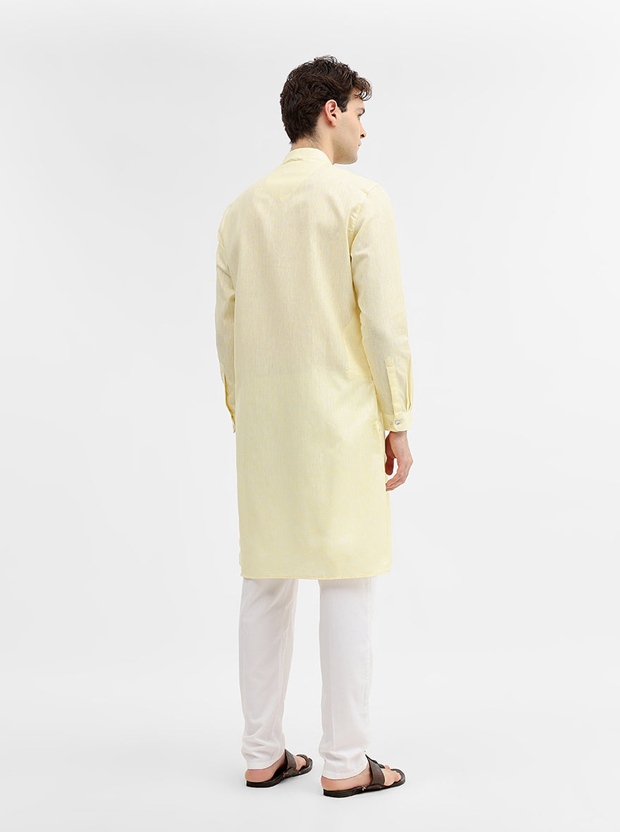 Yellow Solid Modi Kurta | JadeBlue