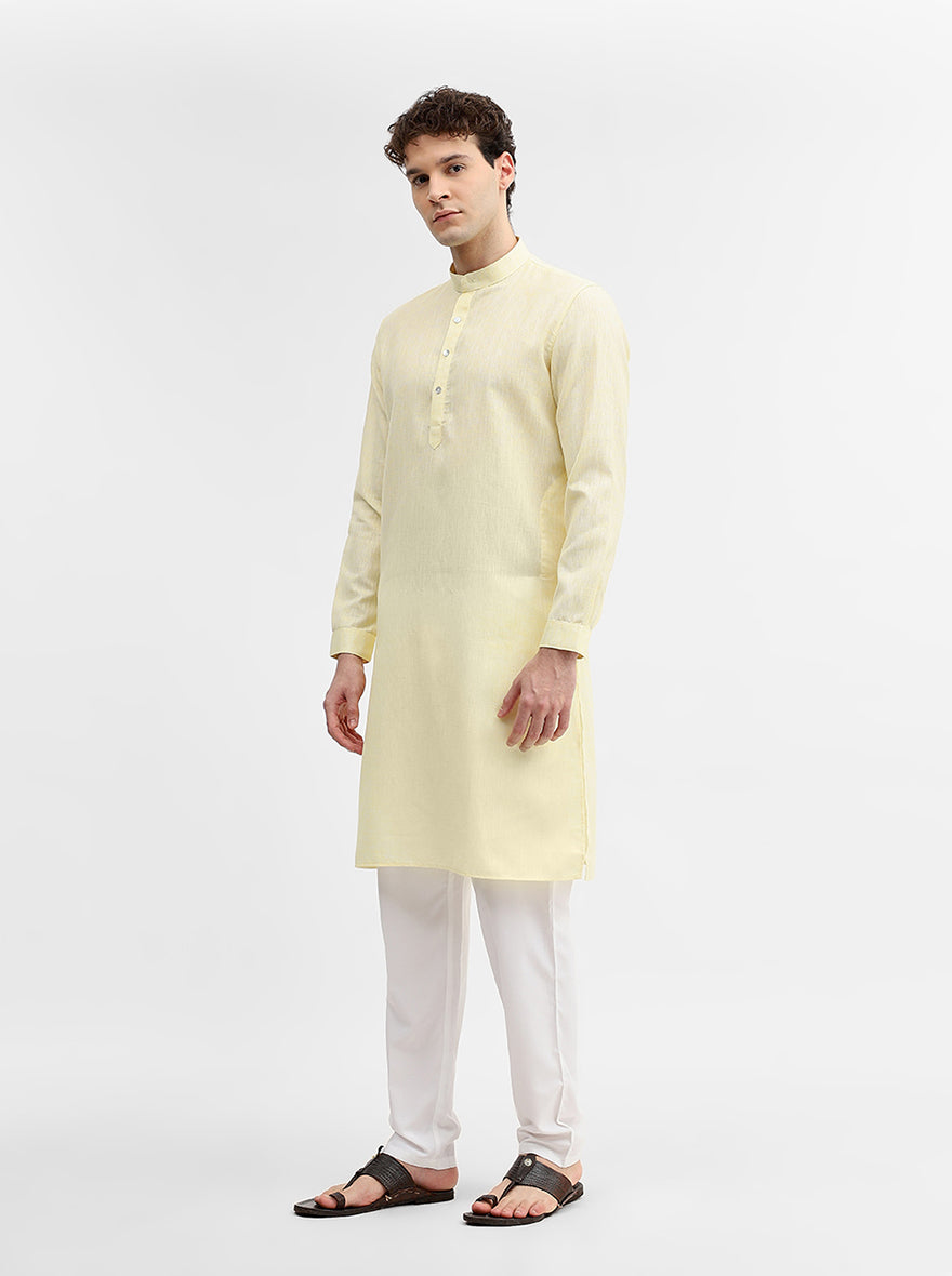 Yellow Solid Modi Kurta | JadeBlue