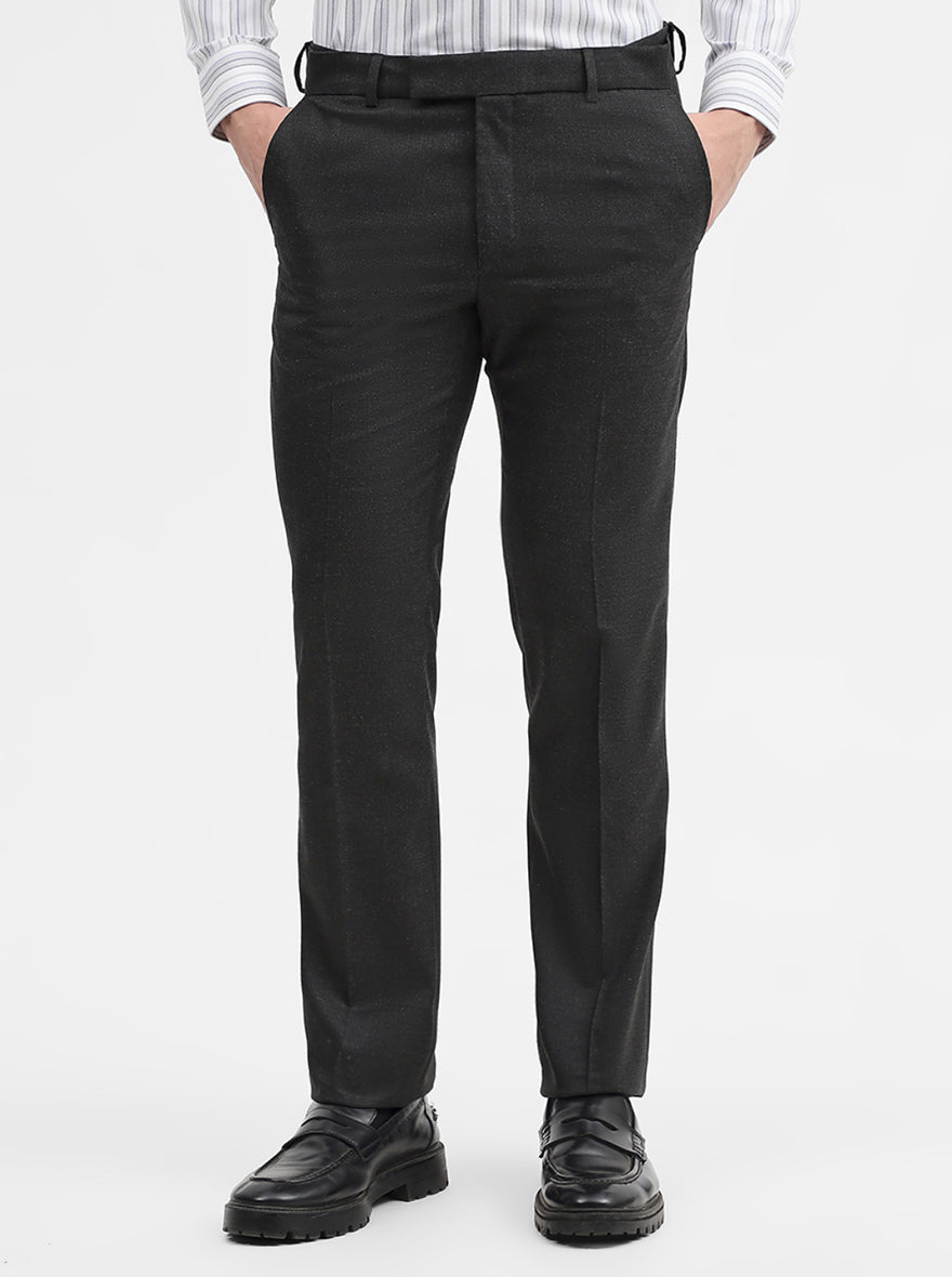 Charcoal Grey Solid Slim Fit Formal Trouser | Greenfibre