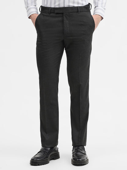 Charcoal Grey Solid Slim Fit Formal Trouser | Greenfibre