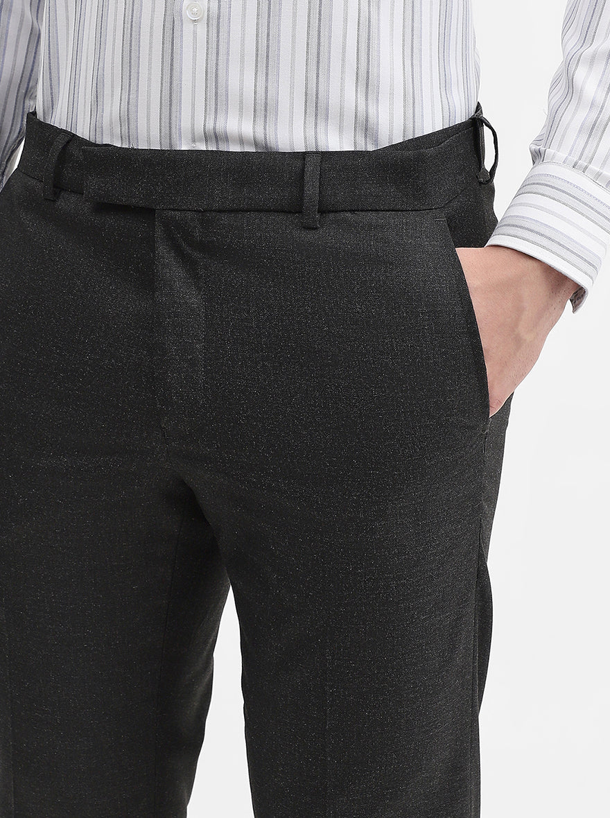 Charcoal Grey Solid Slim Fit Formal Trouser | Greenfibre