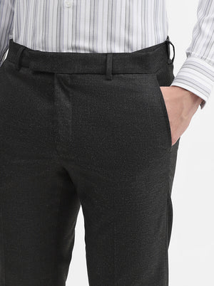 Charcoal Grey Solid Slim Fit Formal Trouser | Greenfibre