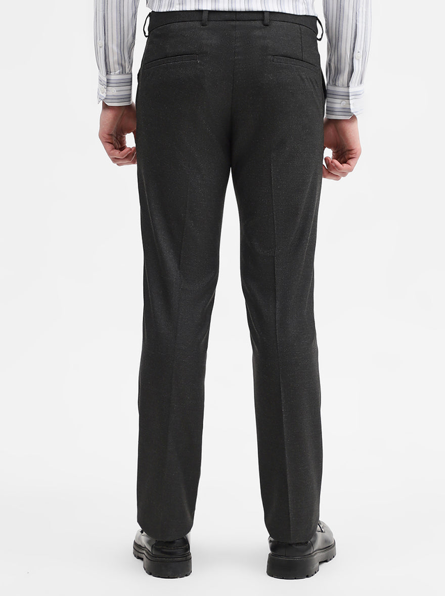 Charcoal Grey Solid Slim Fit Formal Trouser | Greenfibre