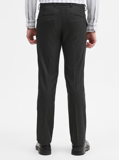Charcoal Grey Solid Slim Fit Formal Trouser | Greenfibre