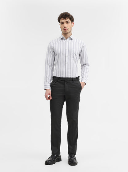 Charcoal Grey Solid Slim Fit Formal Trouser | Greenfibre