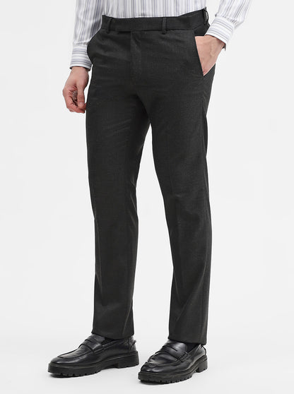 Charcoal Grey Solid Slim Fit Formal Trouser | Greenfibre