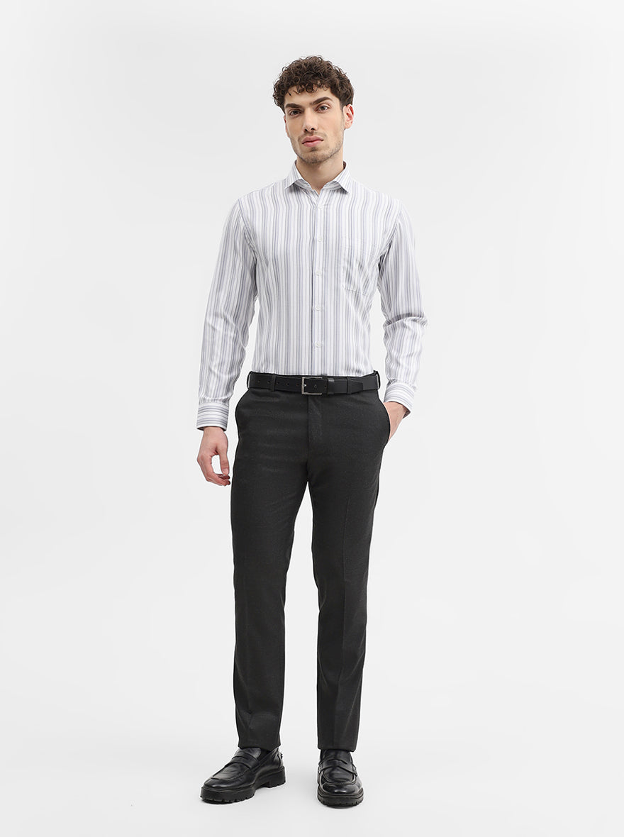 Charcoal Grey Solid Slim Fit Formal Trouser | Greenfibre