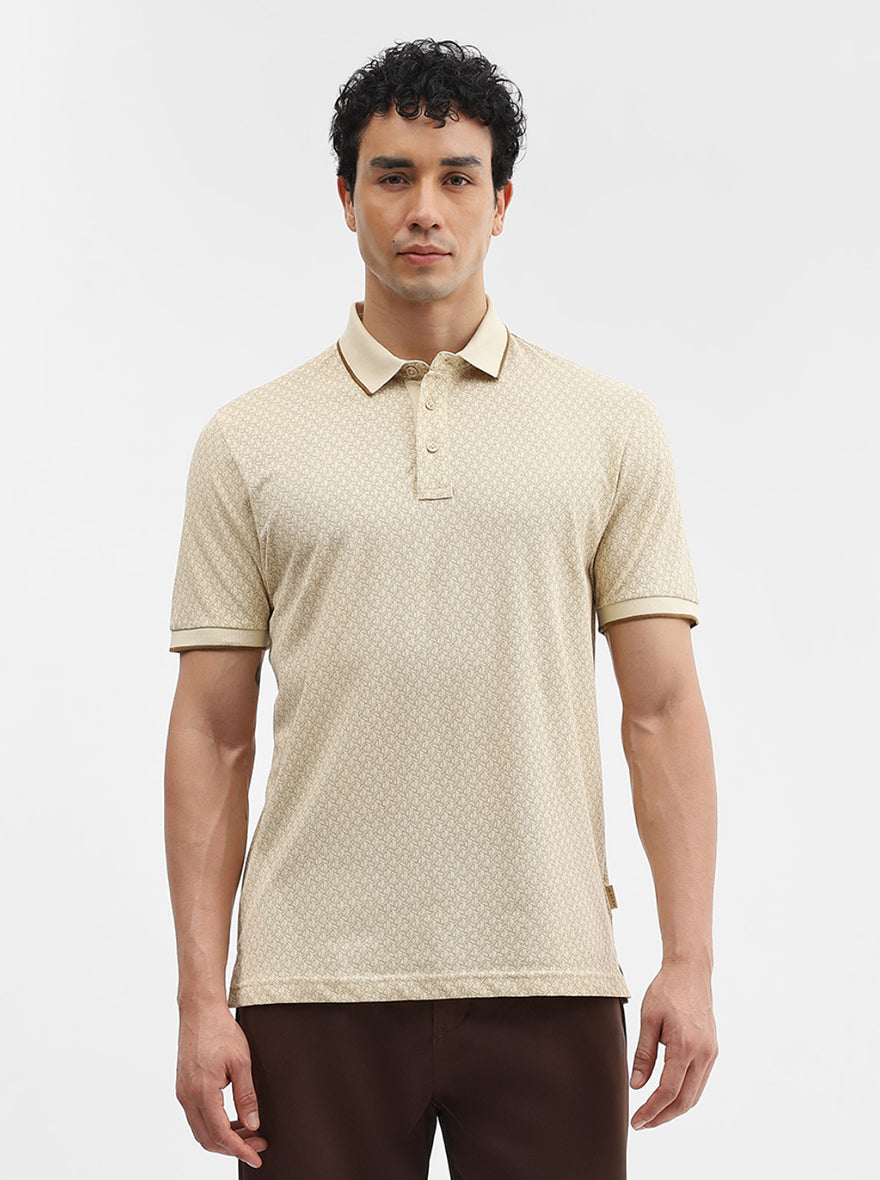 Fawn Printed Slim Fit Polo T-Shirt | JadeBlue