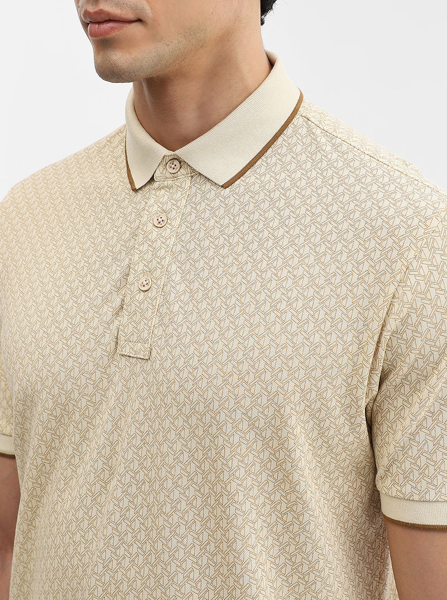 Fawn Printed Slim Fit Polo T-Shirt | JadeBlue