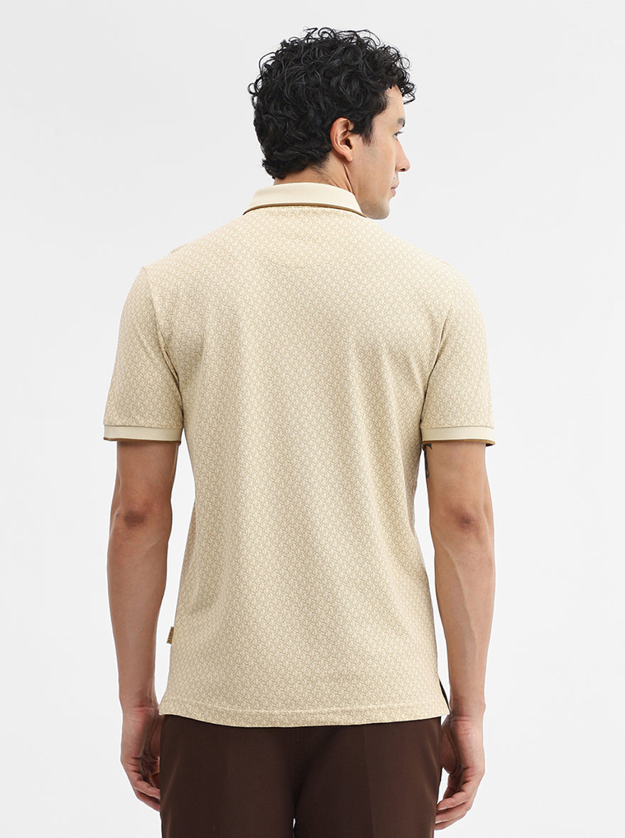 Fawn Printed Slim Fit Polo T-Shirt | JadeBlue
