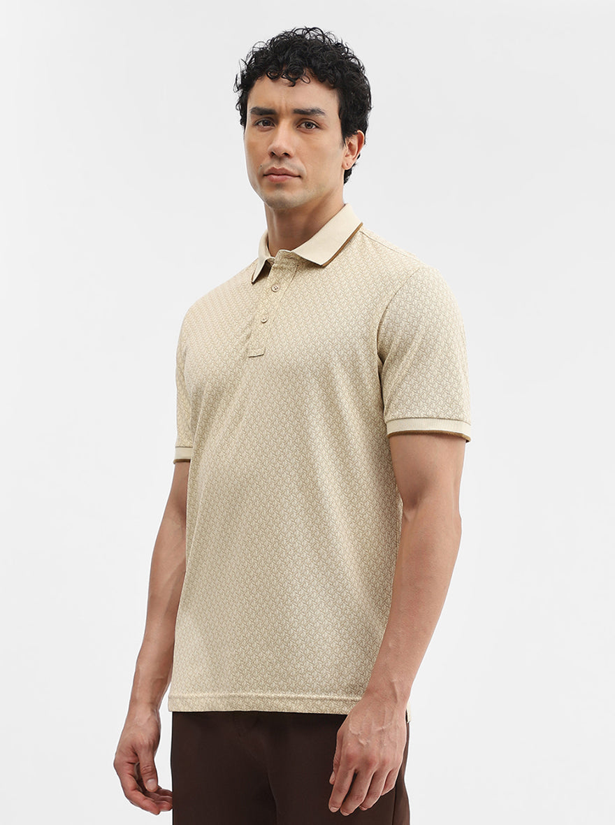 Fawn Printed Slim Fit Polo T-Shirt | JadeBlue