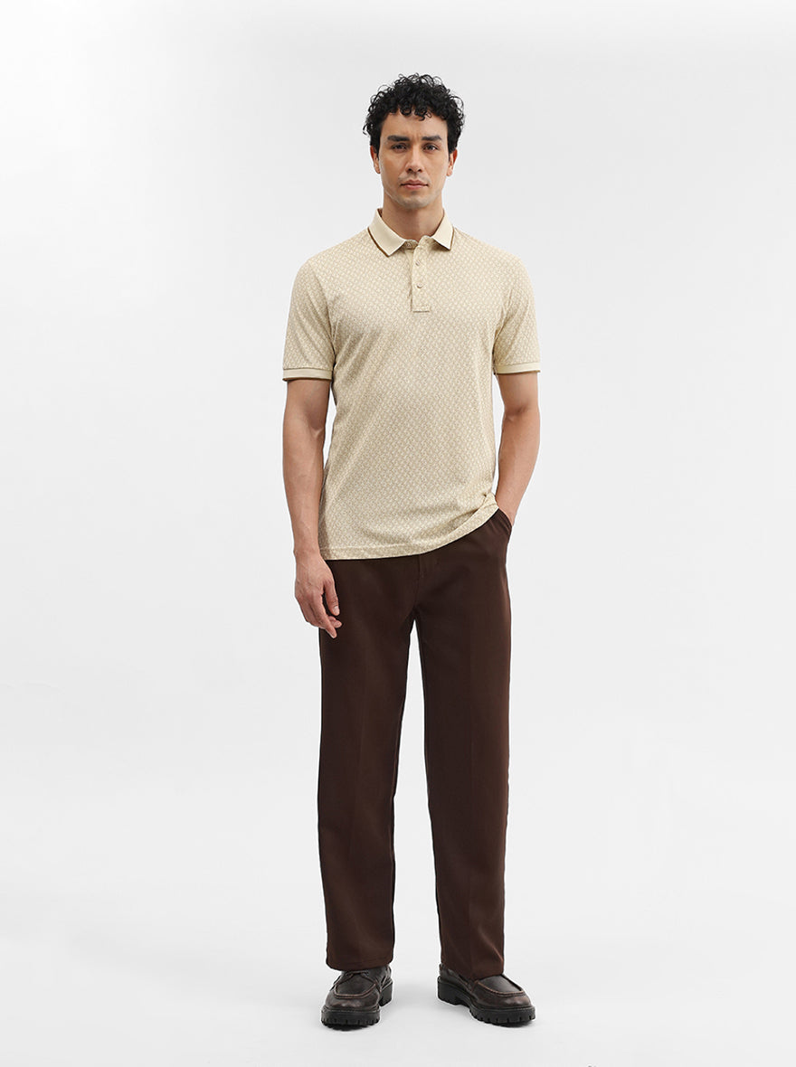 Fawn Printed Slim Fit Polo T-Shirt | JadeBlue