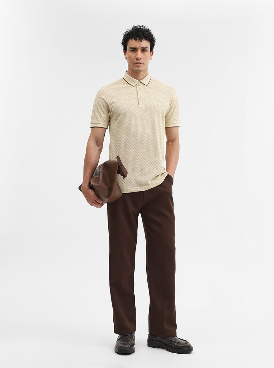 Fawn Printed Slim Fit Polo T-Shirt | JadeBlue