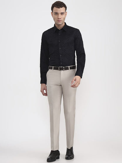 Black Printed Slim Fit Party Wear Shirt | Wyre