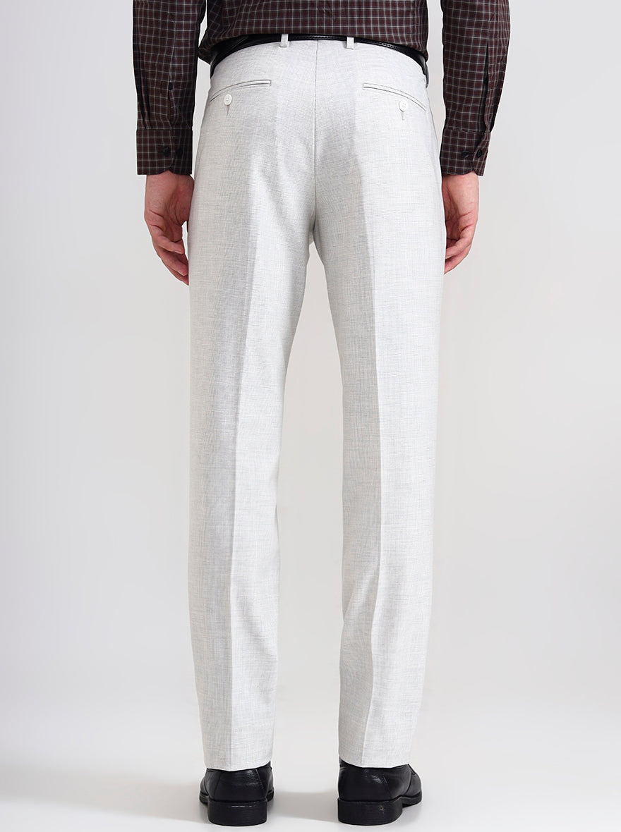 Light Grey Solid Slim Fit Formal Trouser | JadeBlue Youth