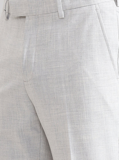 Light Grey Solid Slim Fit Formal Trouser | JadeBlue Youth