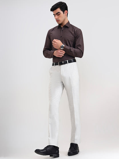 Light Grey Solid Slim Fit Formal Trouser | JadeBlue Youth