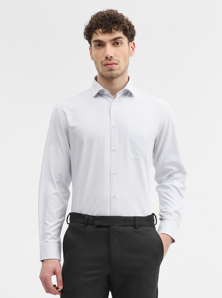 Light Grey Solid Regular Fit Formal Shirt | Greenfibre