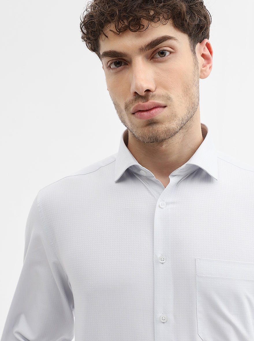 Light Grey Solid Regular Fit Formal Shirt | Greenfibre