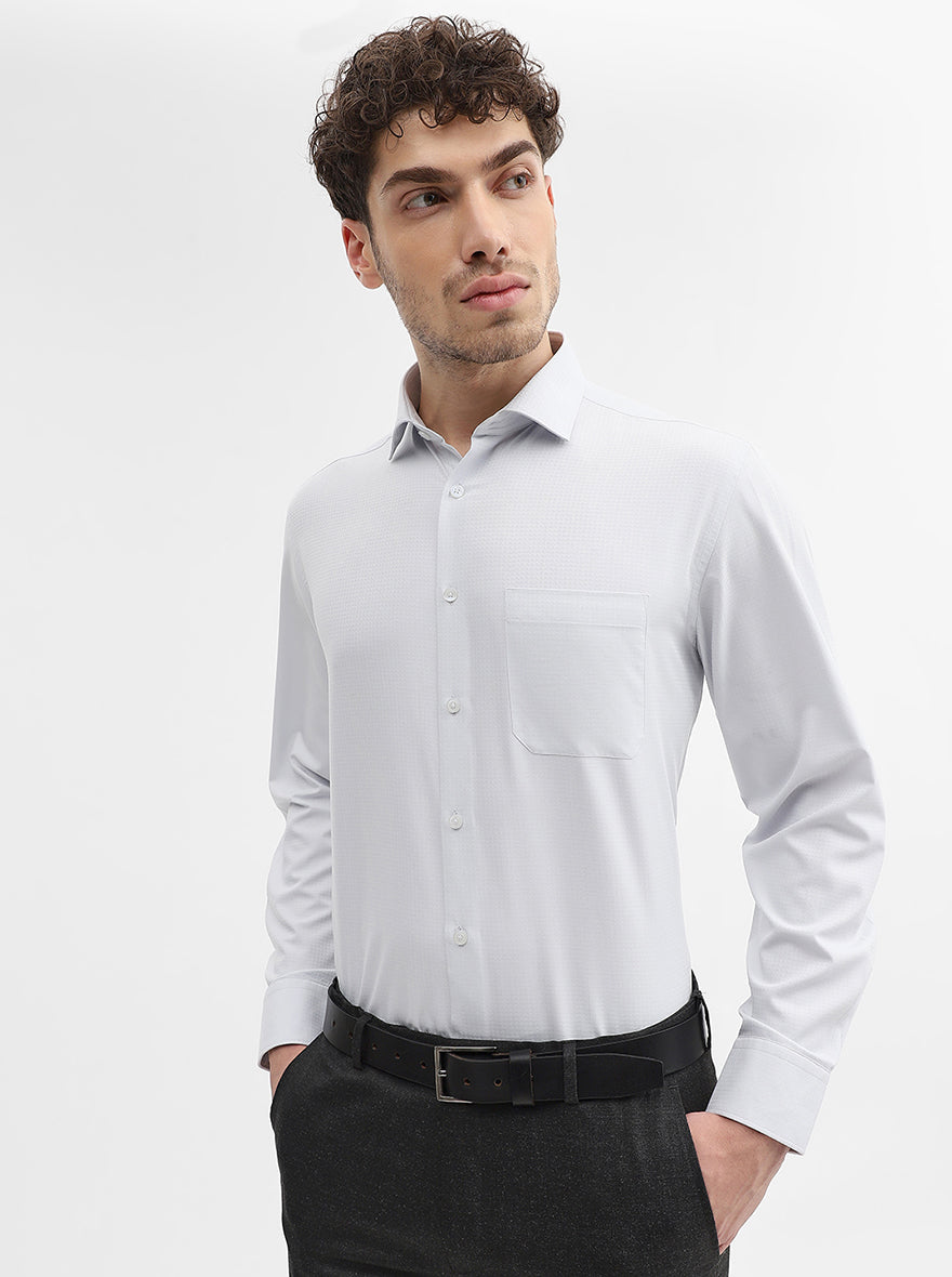 Light Grey Solid Regular Fit Formal Shirt | Greenfibre