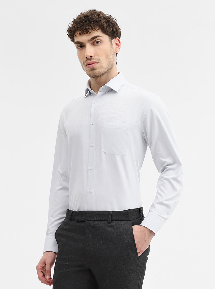 Light Grey Solid Regular Fit Formal Shirt | Greenfibre