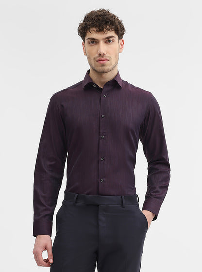 Dark Wine Solid Slim Fit Party Wear Shirt | Greenfibre