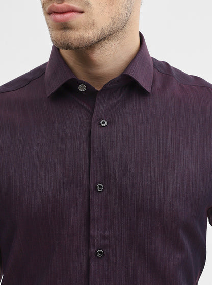 Dark Wine Solid Slim Fit Party Wear Shirt | Greenfibre